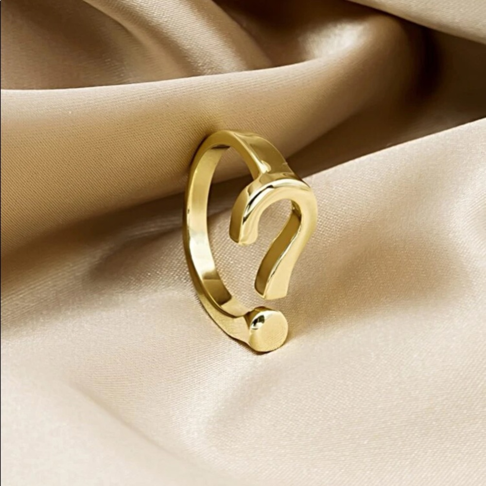 Fun & Trendy Gold Question Mark Adjustable Ring